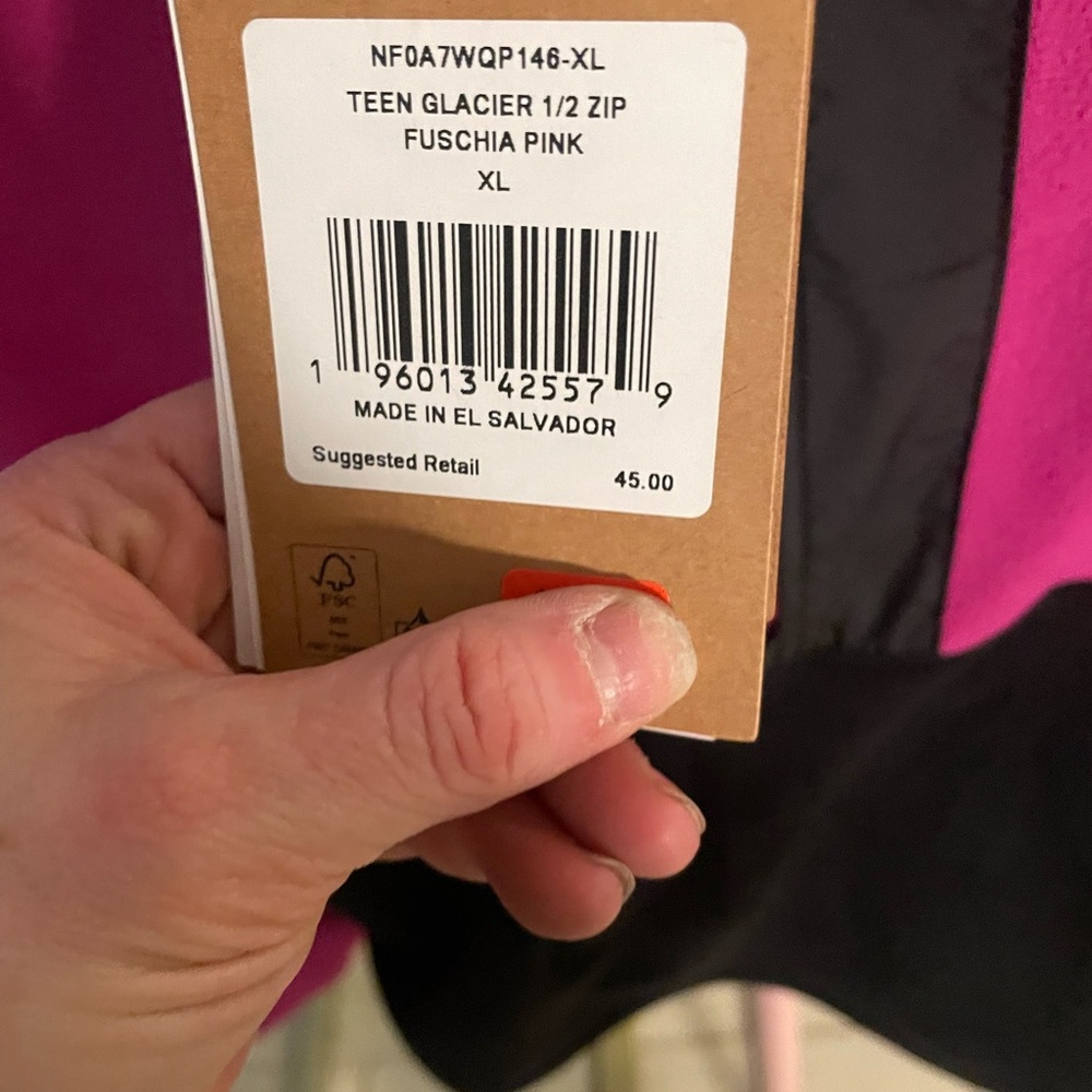 The North Face Fuschia Pink Teen Glacier 1/2 Zip Hoodie